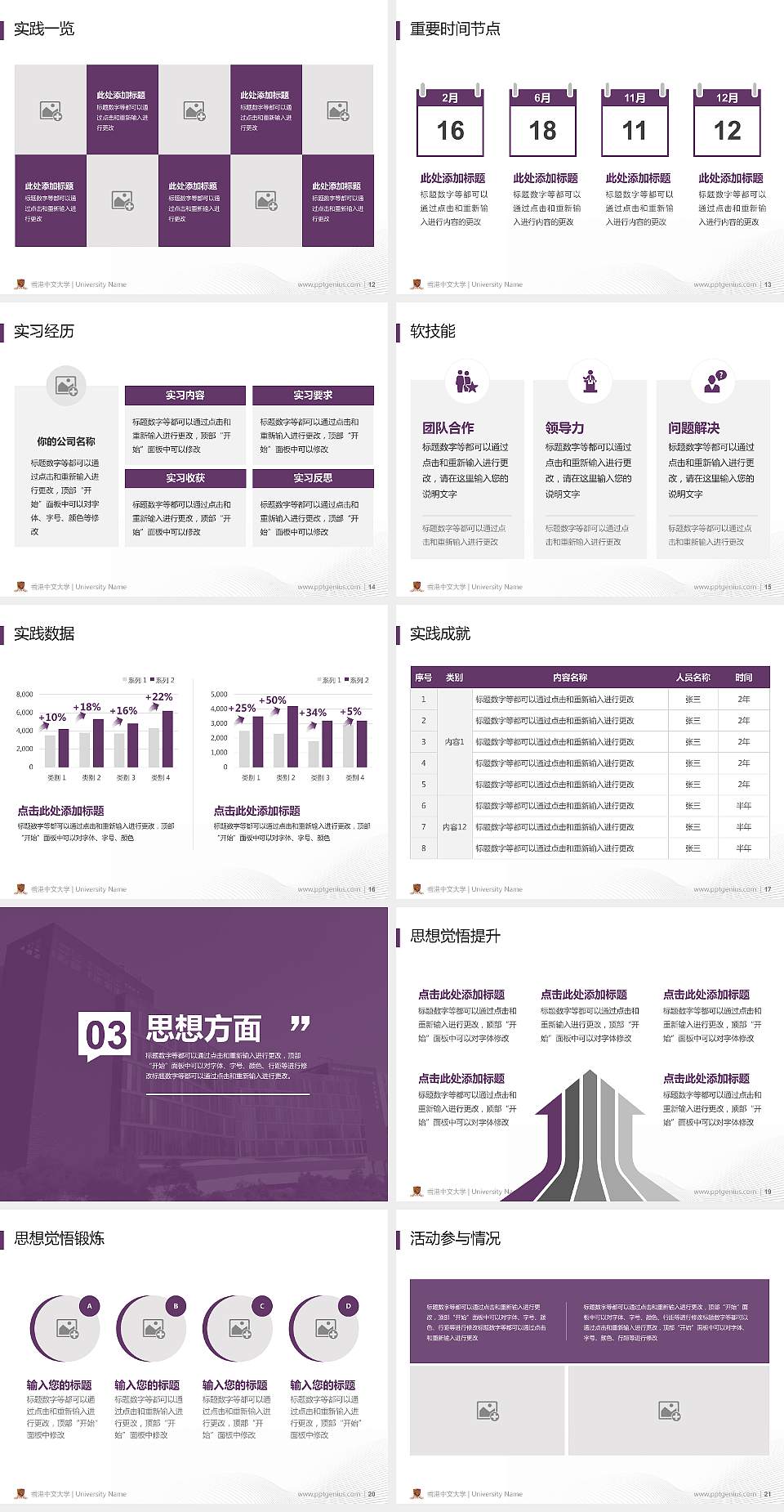 香港中文大学专用国家奖学金答辩PPT模板4:3格式幻灯片预览图3