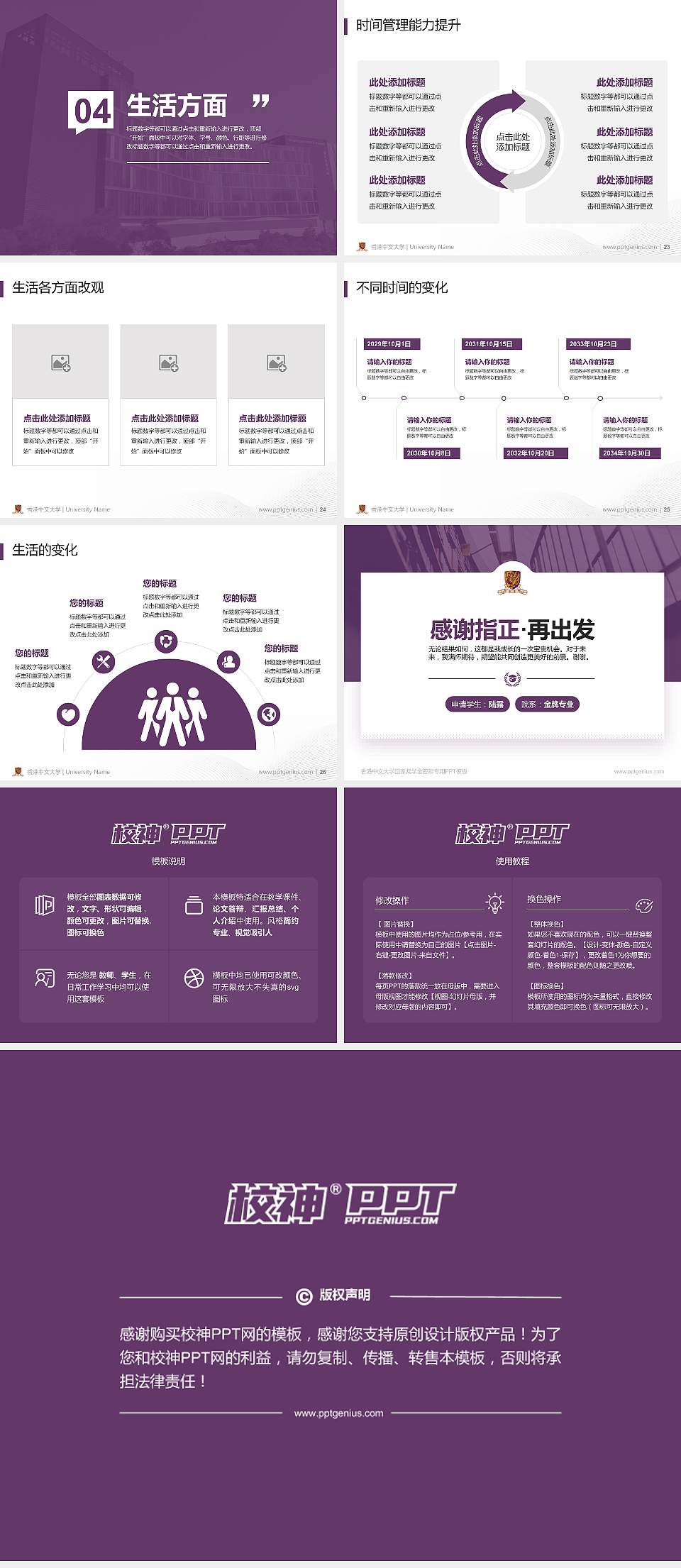 香港中文大学专用国家奖学金答辩PPT模板4:3格式幻灯片预览图4