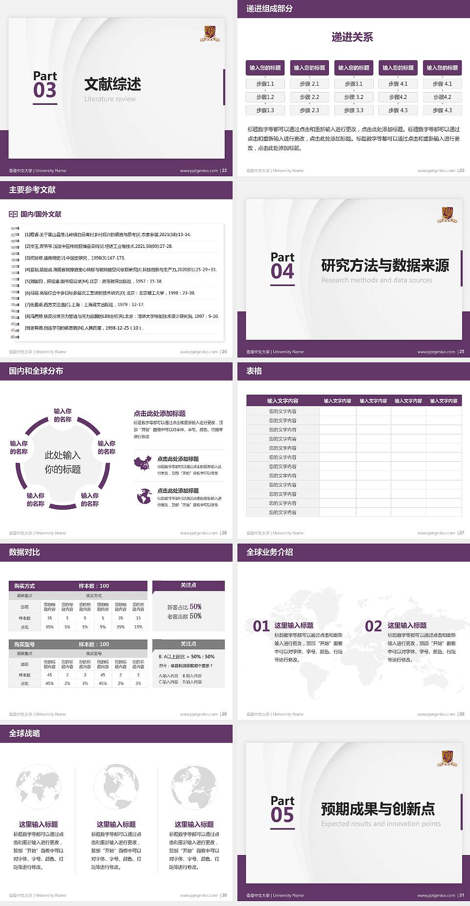 香港中文大学硕士研究生/本科生毕业论文答辩/开题报告通用PPT模板下载4:3格式幻灯片预览图4