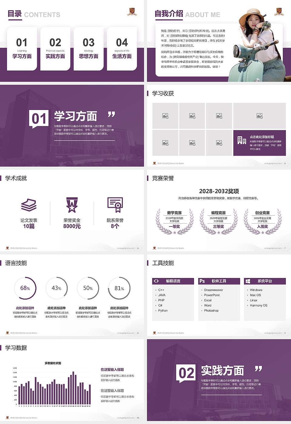 香港中文大学专用国家奖学金答辩PPT模板16:9格式幻灯片预览图2