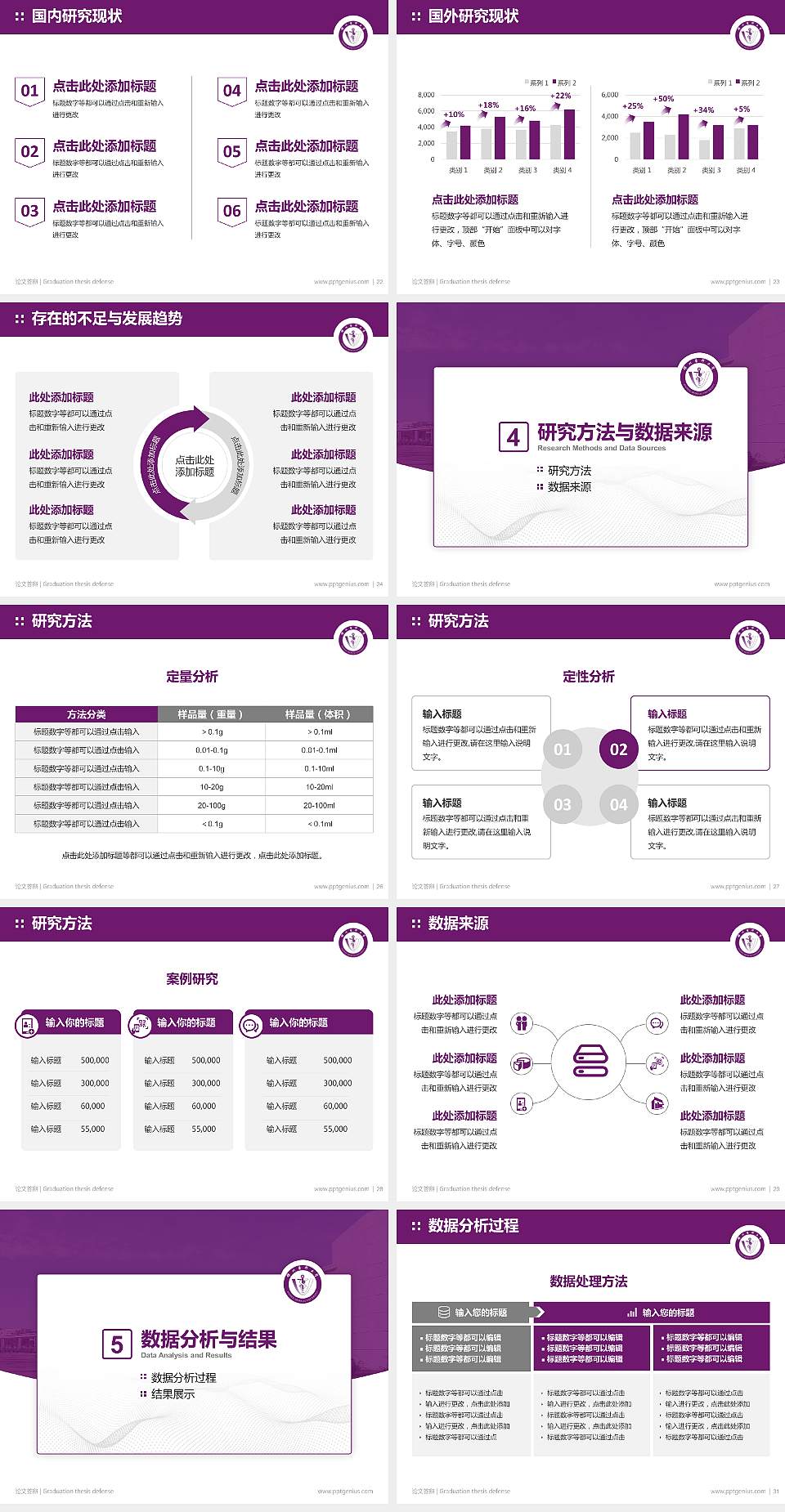 锦州医科大学论文答辩标准PPT模板4:3格式幻灯片预览图4