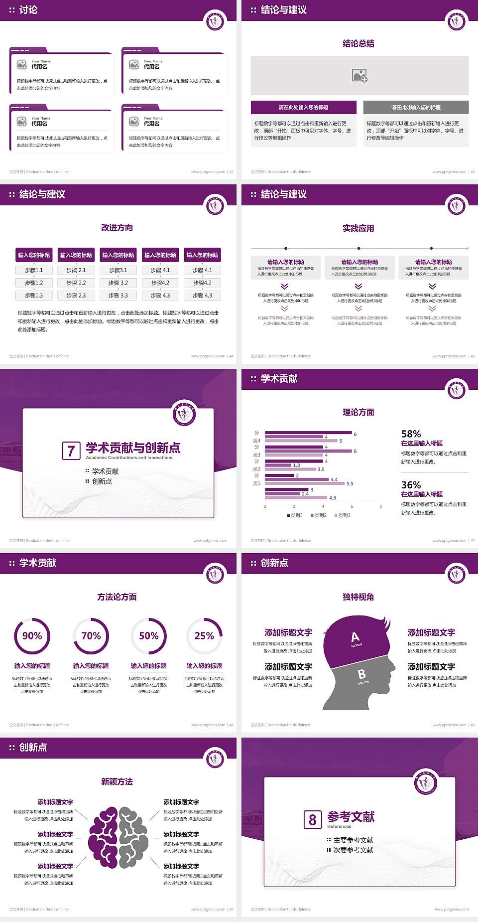 锦州医科大学论文答辩标准PPT模板4:3格式幻灯片预览图6