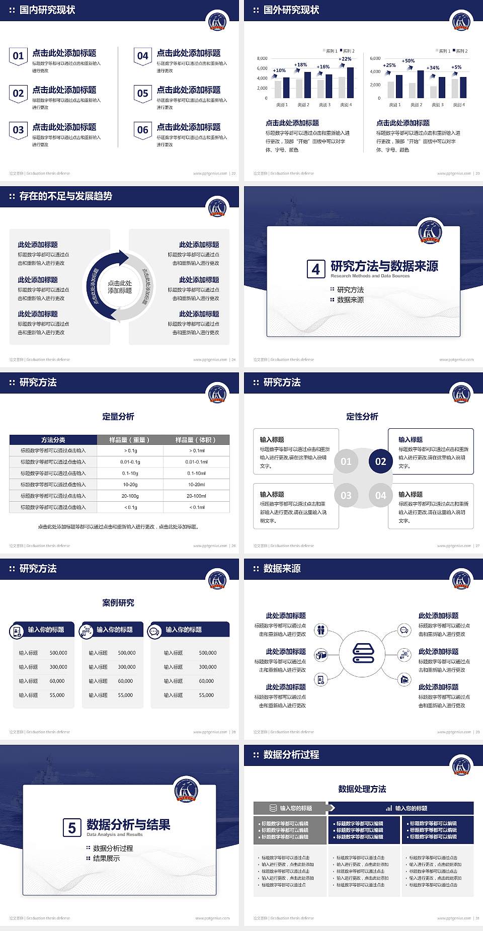 中国人民解放军海军航空大学论文答辩标准PPT模板4:3格式幻灯片预览图4