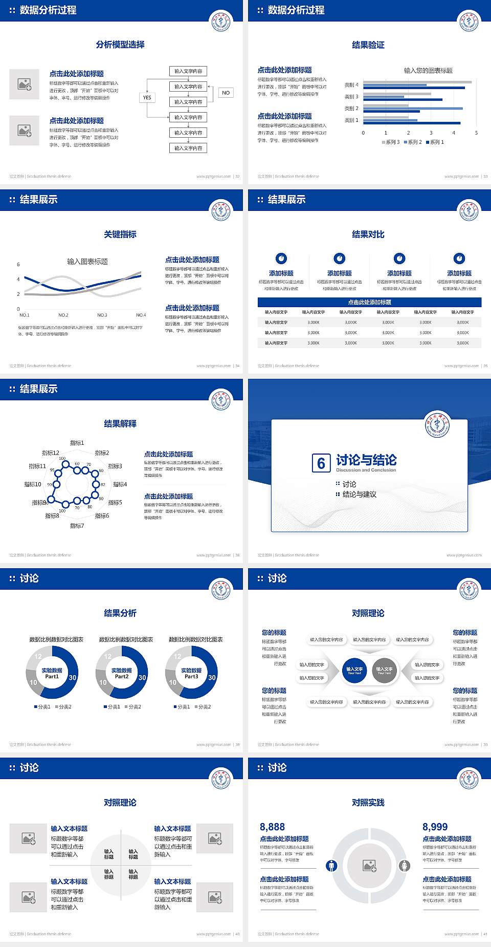 蚌埠医科大学论文答辩标准PPT模板4:3格式幻灯片预览图5