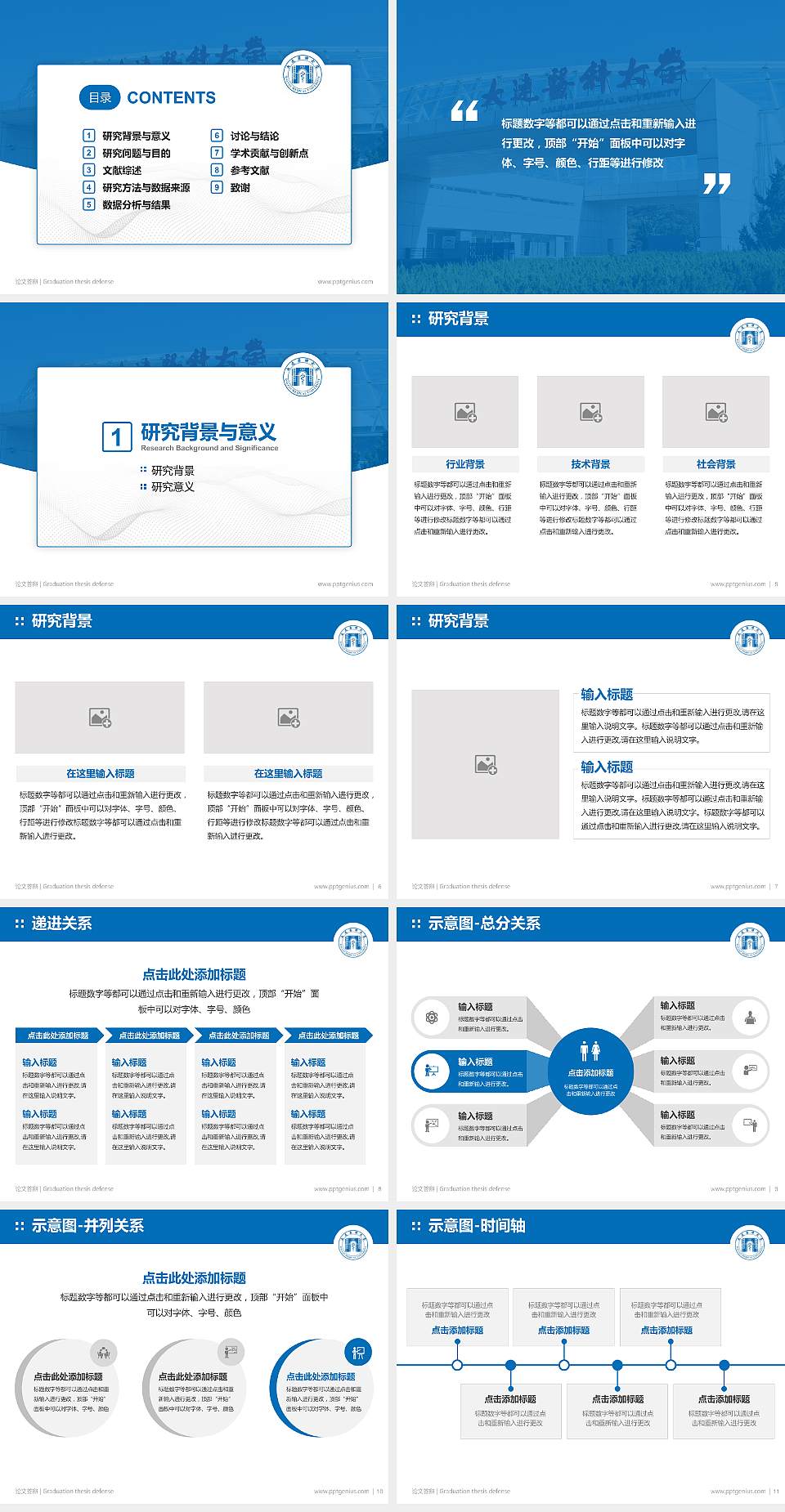 大连医科大学论文答辩标准PPT模板4:3格式幻灯片预览图2