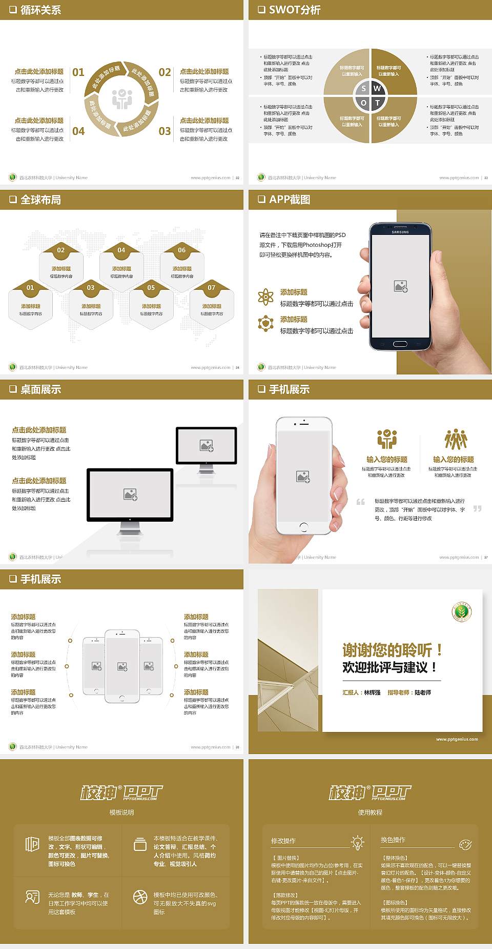 西北农林科技大学PPT模板下载4:3格式幻灯片预览图5