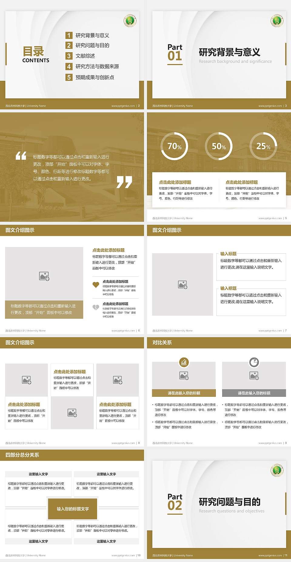 西北农林科技大学硕士研究生/本科生毕业论文答辩/开题报告通用PPT模板下载4:3格式幻灯片预览图2