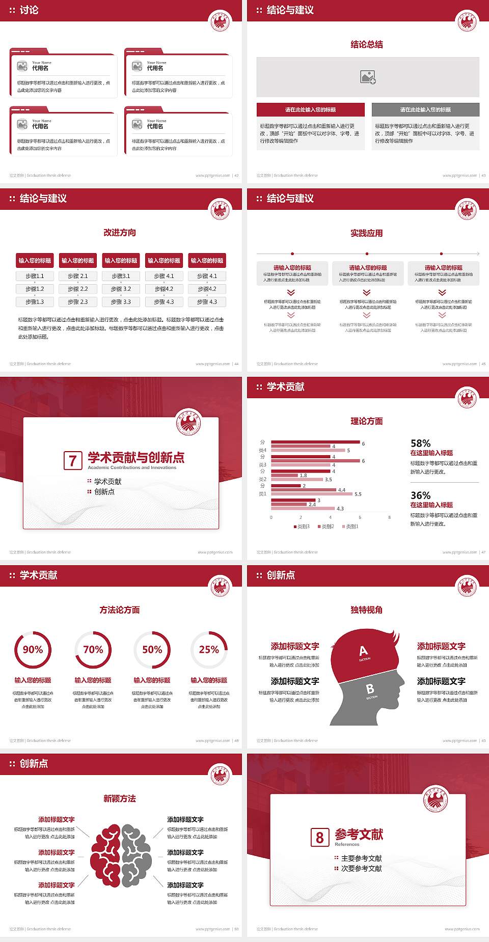 武汉体育学院论文答辩标准PPT模板4:3格式幻灯片预览图6