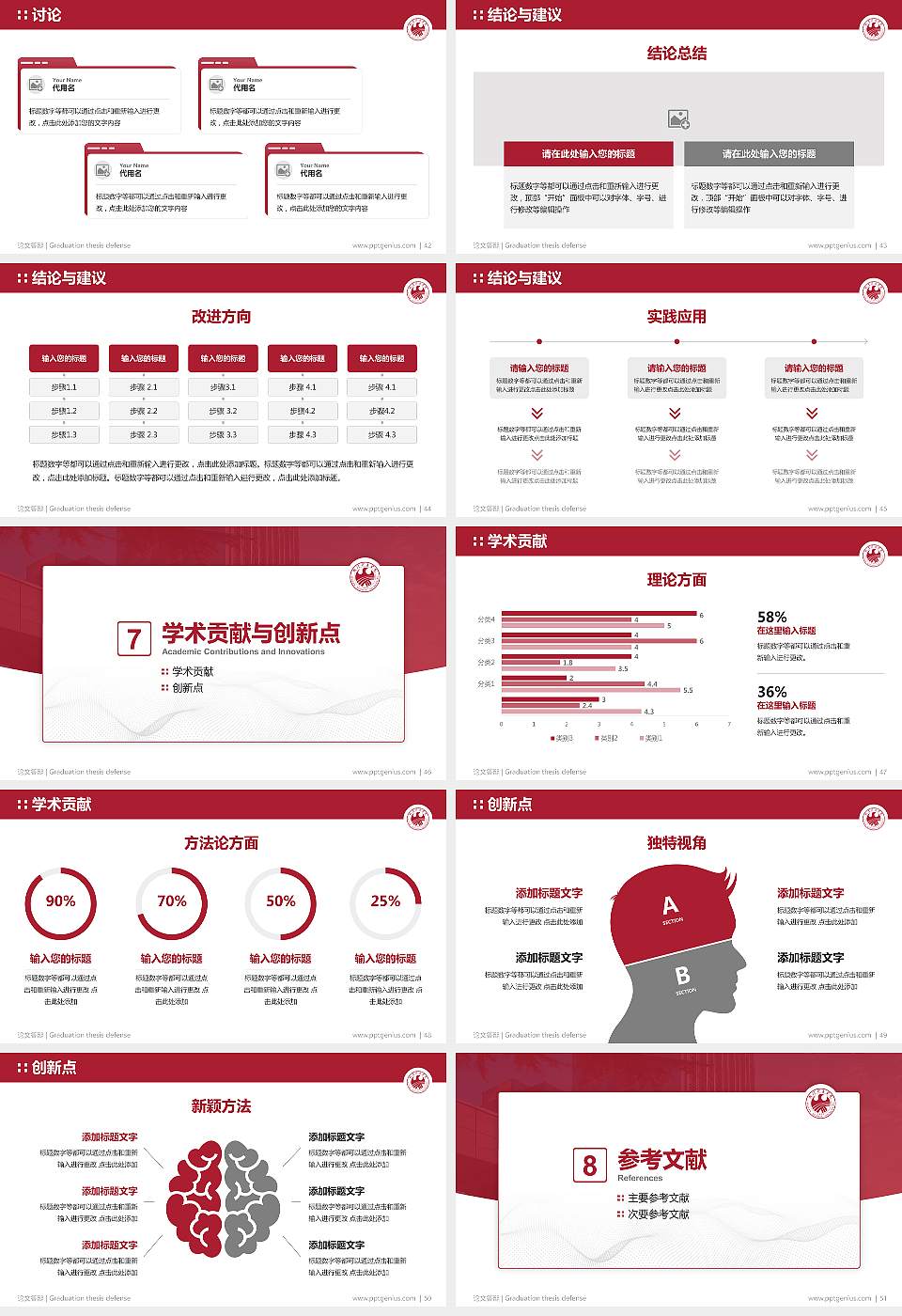 武汉体育学院论文答辩标准PPT模板16:9格式幻灯片预览图6