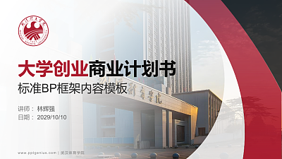 武汉体育学院专用全国大学生互联网+创新创业大赛计划书/路演/网评PPT模板