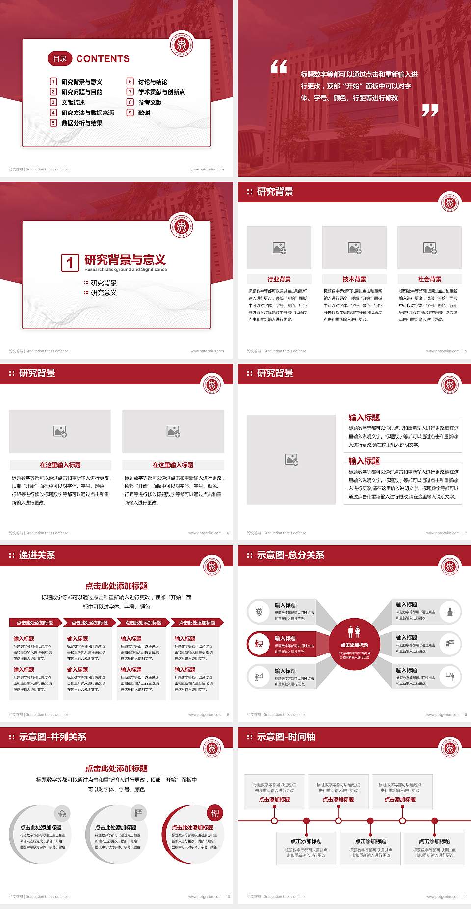 中北大学论文答辩标准PPT模板4:3格式幻灯片预览图2