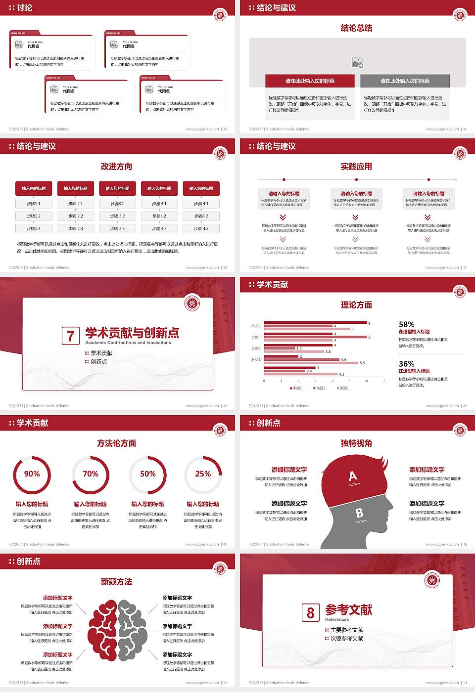 中北大学论文答辩标准PPT模板16:9格式幻灯片预览图6