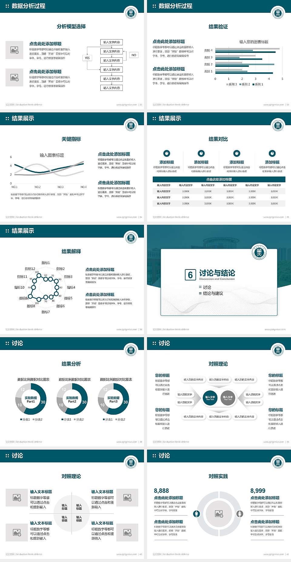 华中师范大学论文答辩标准PPT模板4:3格式幻灯片预览图5