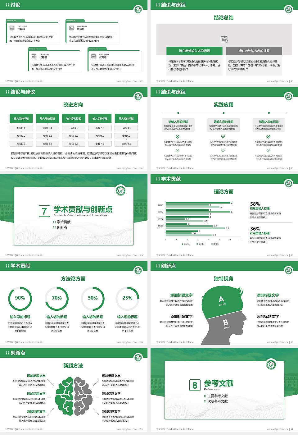 赣南医科大学论文答辩标准PPT模板16:9格式幻灯片预览图6