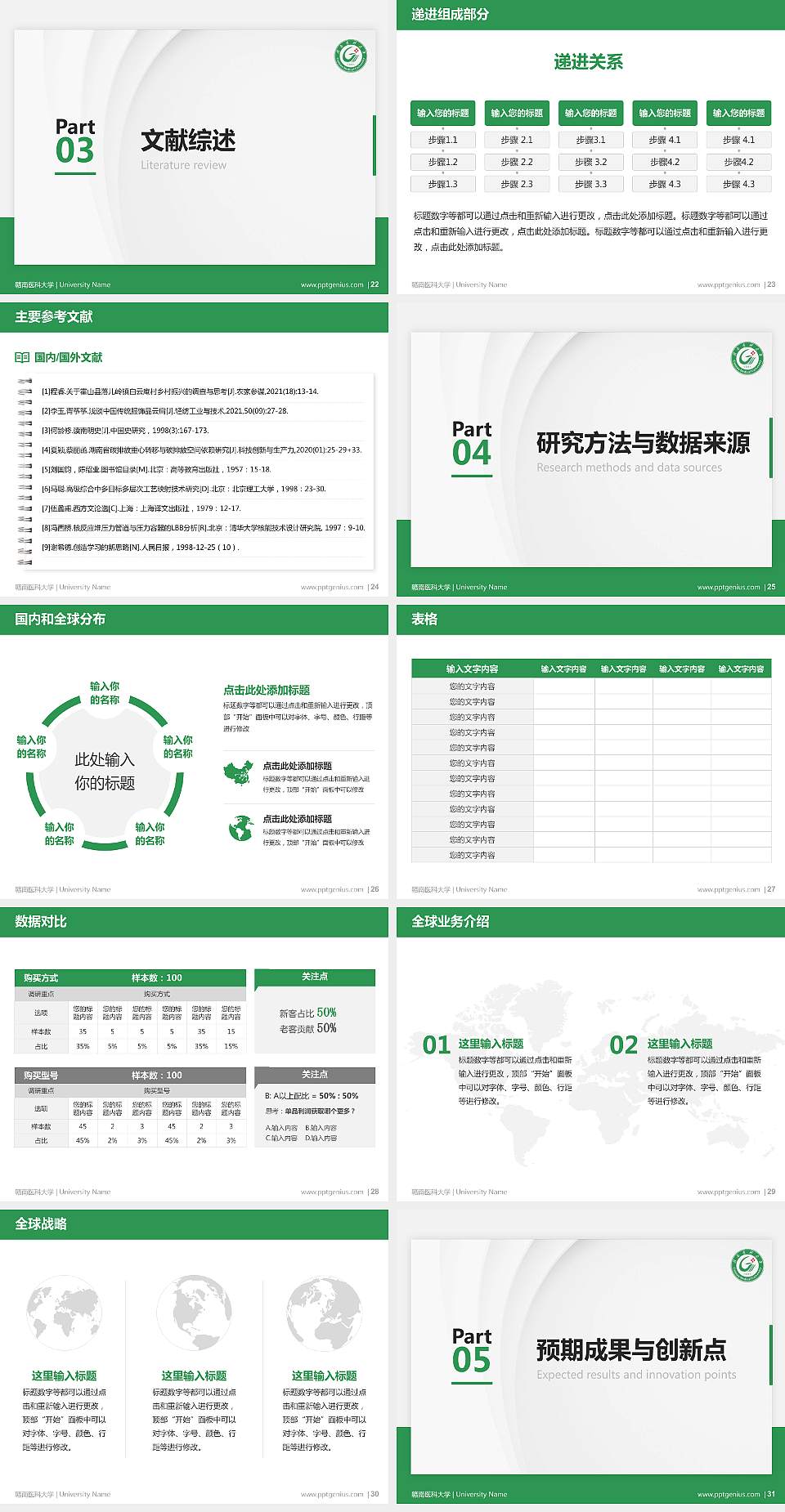 赣南医科大学硕士研究生/本科生毕业论文答辩/开题报告通用PPT模板下载4:3格式幻灯片预览图4