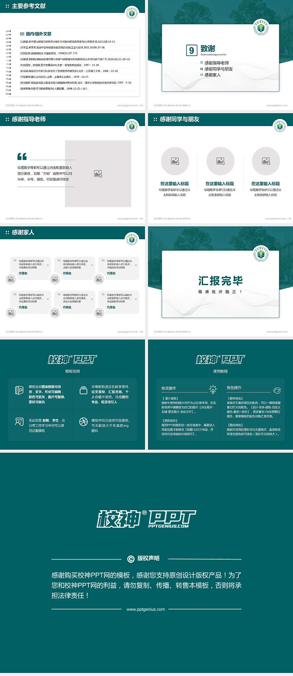 重庆医科大学论文答辩标准PPT模板4:3格式幻灯片预览图7