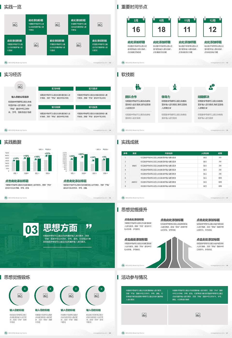 湖北大学专用国家奖学金答辩PPT模板16:9格式幻灯片预览图3
