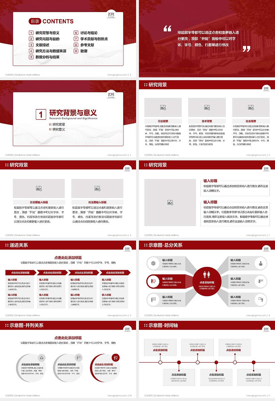 郑州财经学院论文答辩标准PPT模板16:9格式幻灯片预览图2