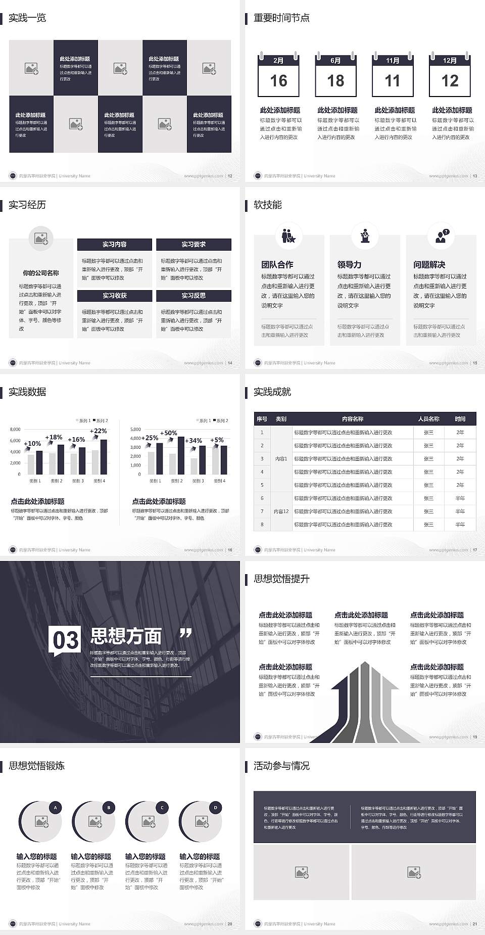 内蒙古丰州职业学院专用国家奖学金答辩PPT模板4:3格式幻灯片预览图3