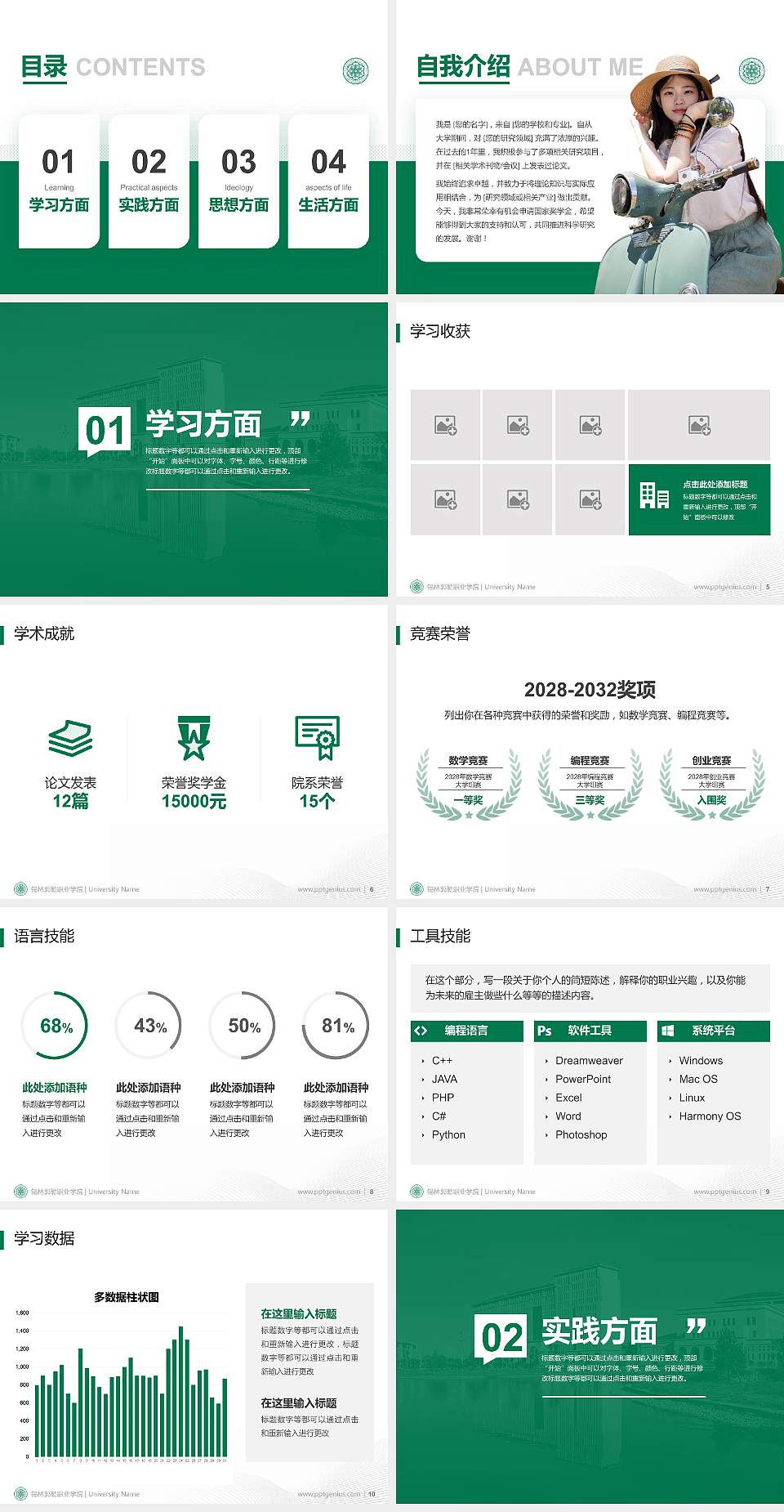 锡林郭勒职业学院专用国家奖学金答辩PPT模板4:3格式幻灯片预览图2