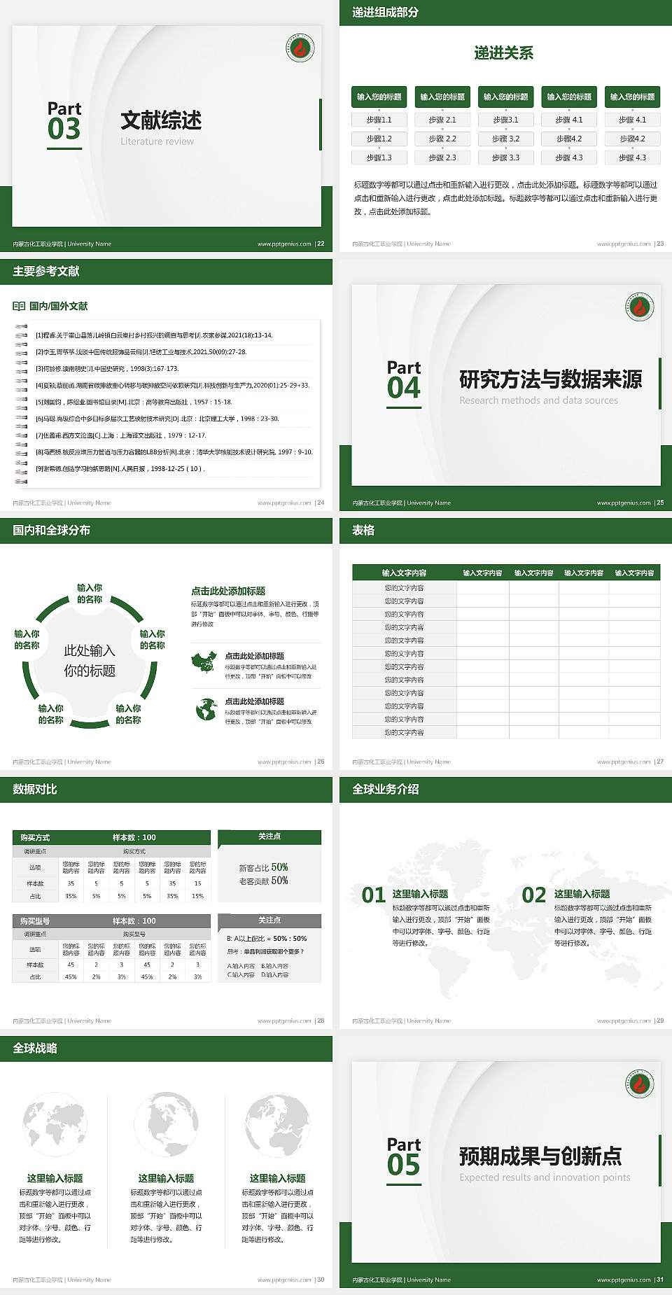内蒙古化工职业学院硕士研究生/本科生毕业论文答辩/开题报告通用PPT模板下载4:3格式幻灯片预览图4