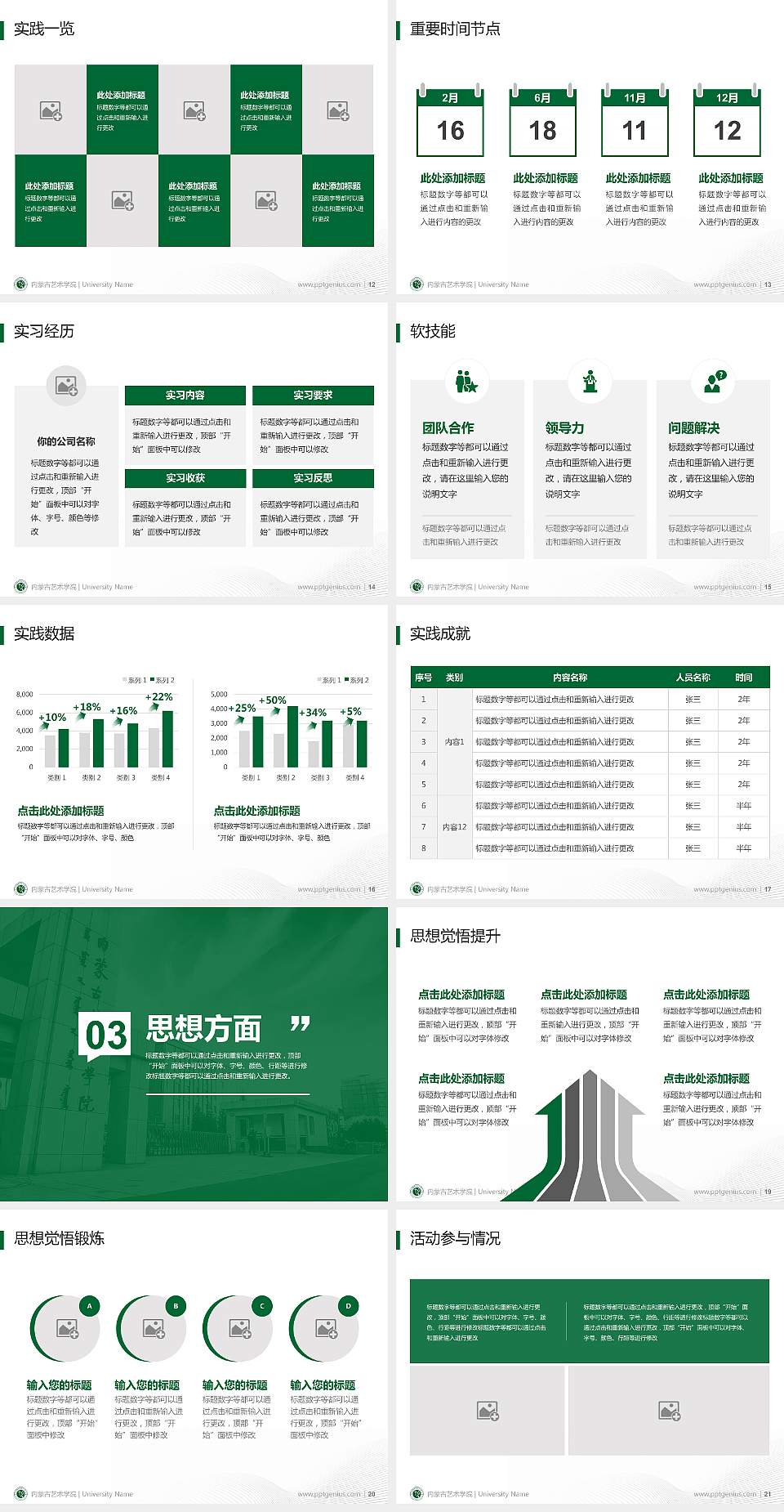 内蒙古艺术学院专用国家奖学金答辩PPT模板4:3格式幻灯片预览图3