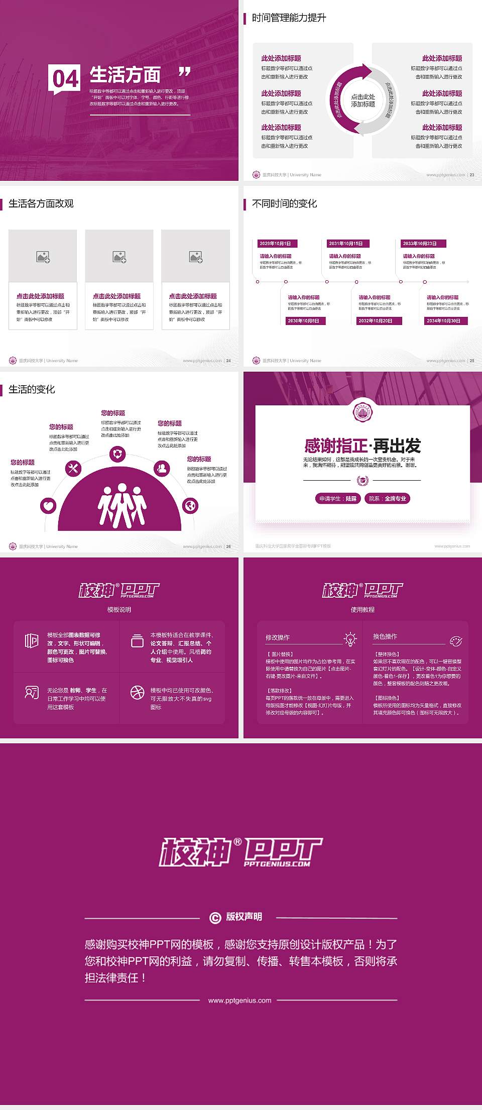 重庆科技大学专用国家奖学金答辩PPT模板4:3格式幻灯片预览图4