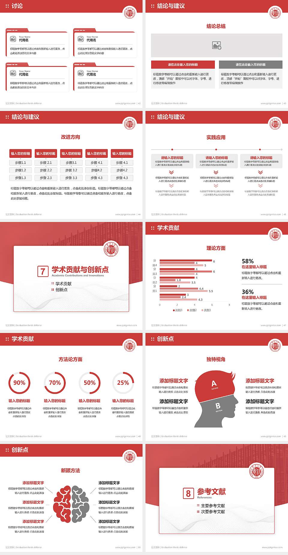 常州大学论文答辩标准PPT模板4:3格式幻灯片预览图6