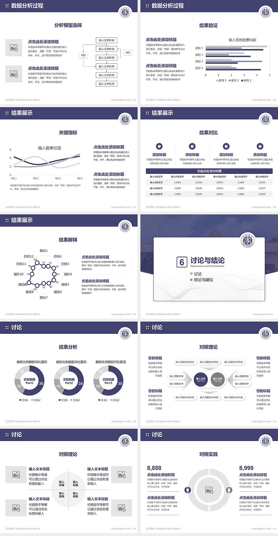 宜宾学院论文答辩标准PPT模板4:3格式幻灯片预览图5