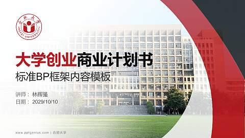 合肥大学专用全国大学生互联网+创新创业大赛计划书/路演/网评PPT模板