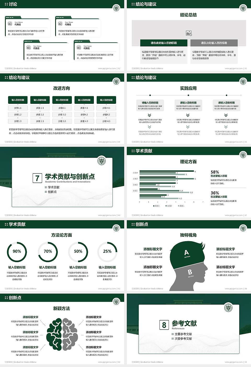 中国中医科学院论文答辩标准PPT模板16:9格式幻灯片预览图6