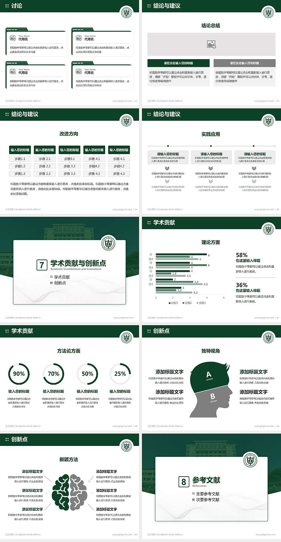 中国中医科学院论文答辩标准PPT模板4:3格式幻灯片预览图6