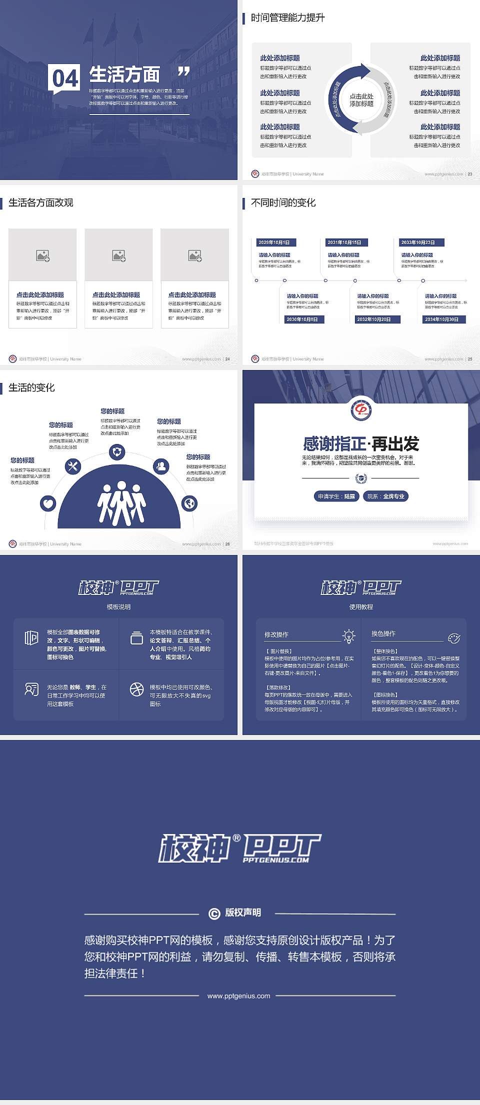 邓州市振华学校专用国家奖学金答辩PPT模板4:3格式幻灯片预览图4