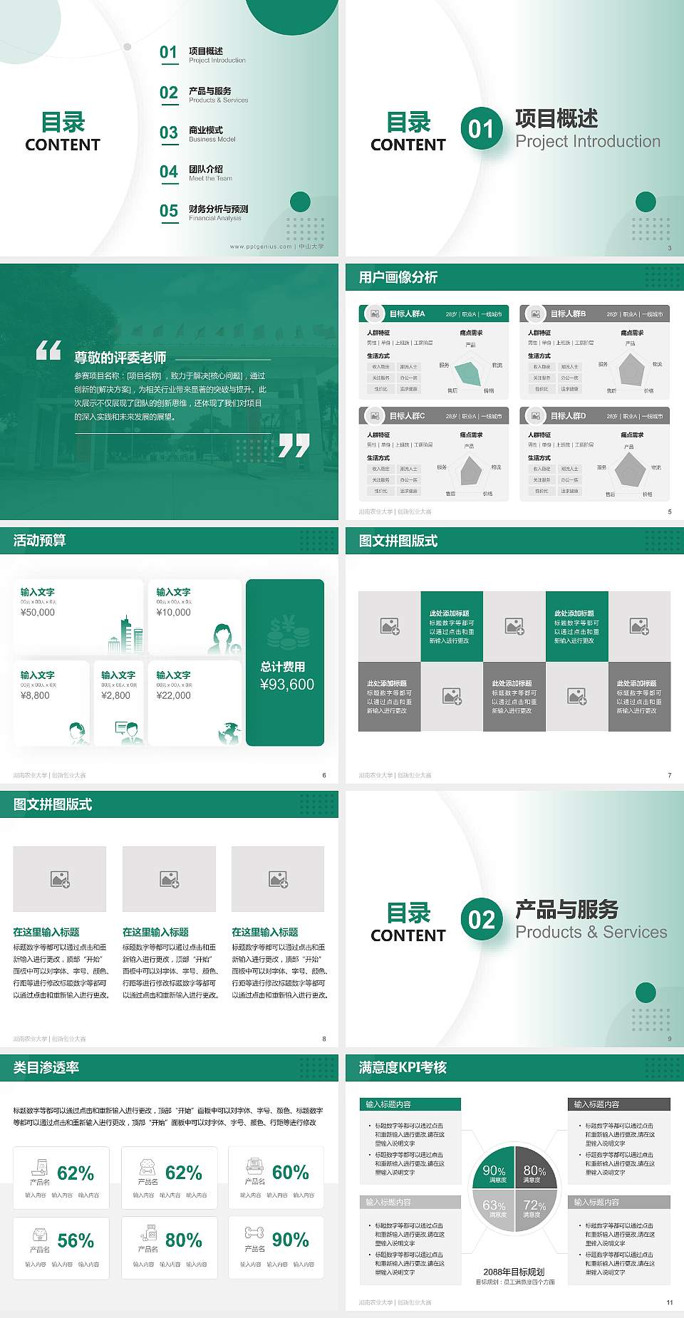湖南农业大学全国大学生创新创业大赛计划书PPT模板4:3格式幻灯片预览图2