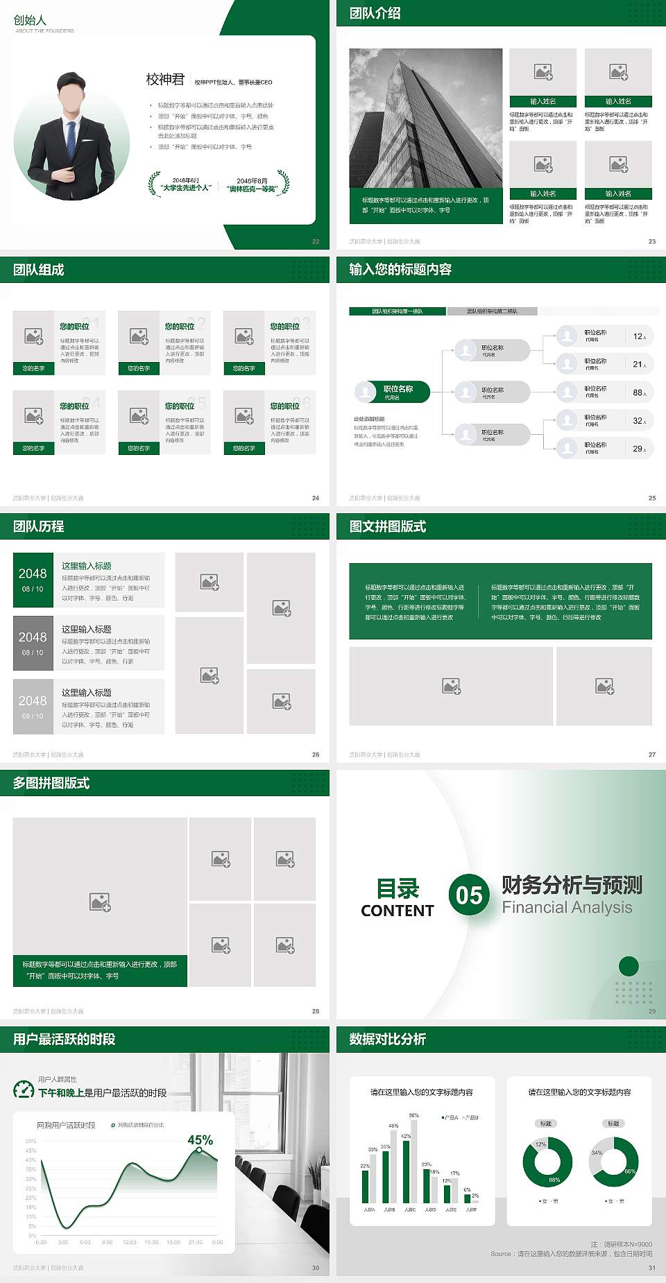沈阳农业大学全国大学生创新创业大赛计划书PPT模板4:3格式幻灯片预览图4