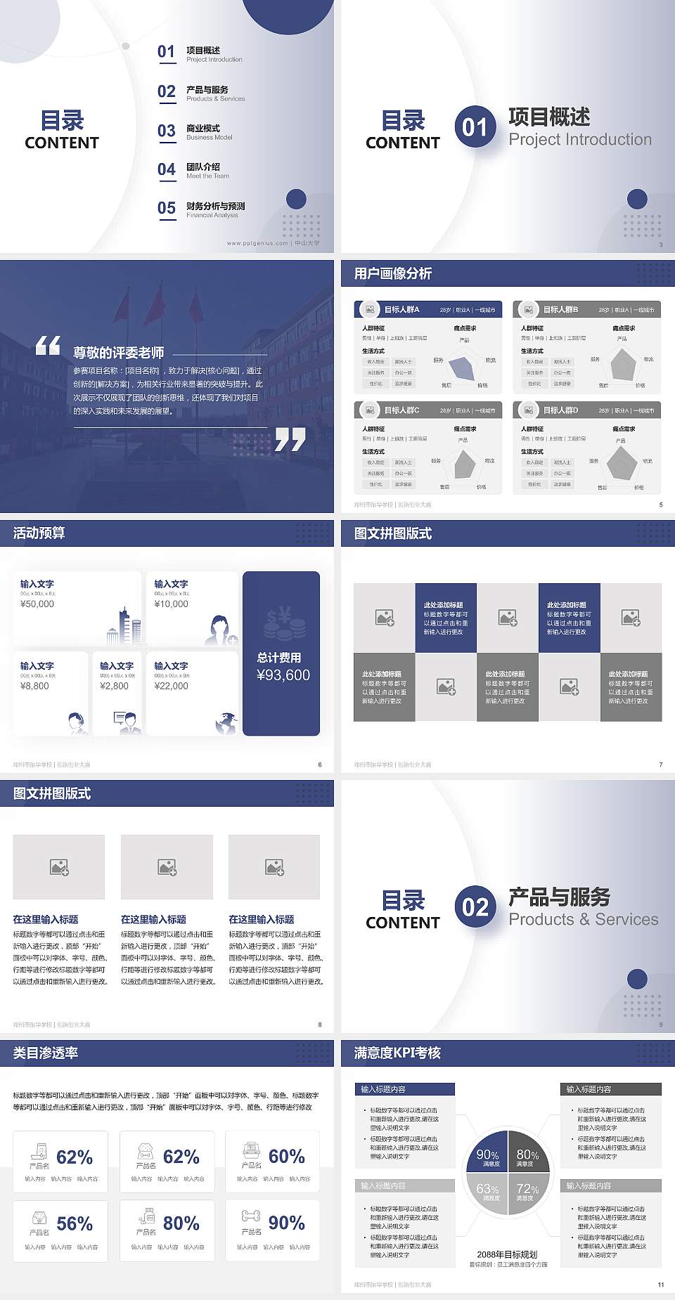 邓州市振华学校全国大学生创新创业大赛计划书PPT模板4:3格式幻灯片预览图2