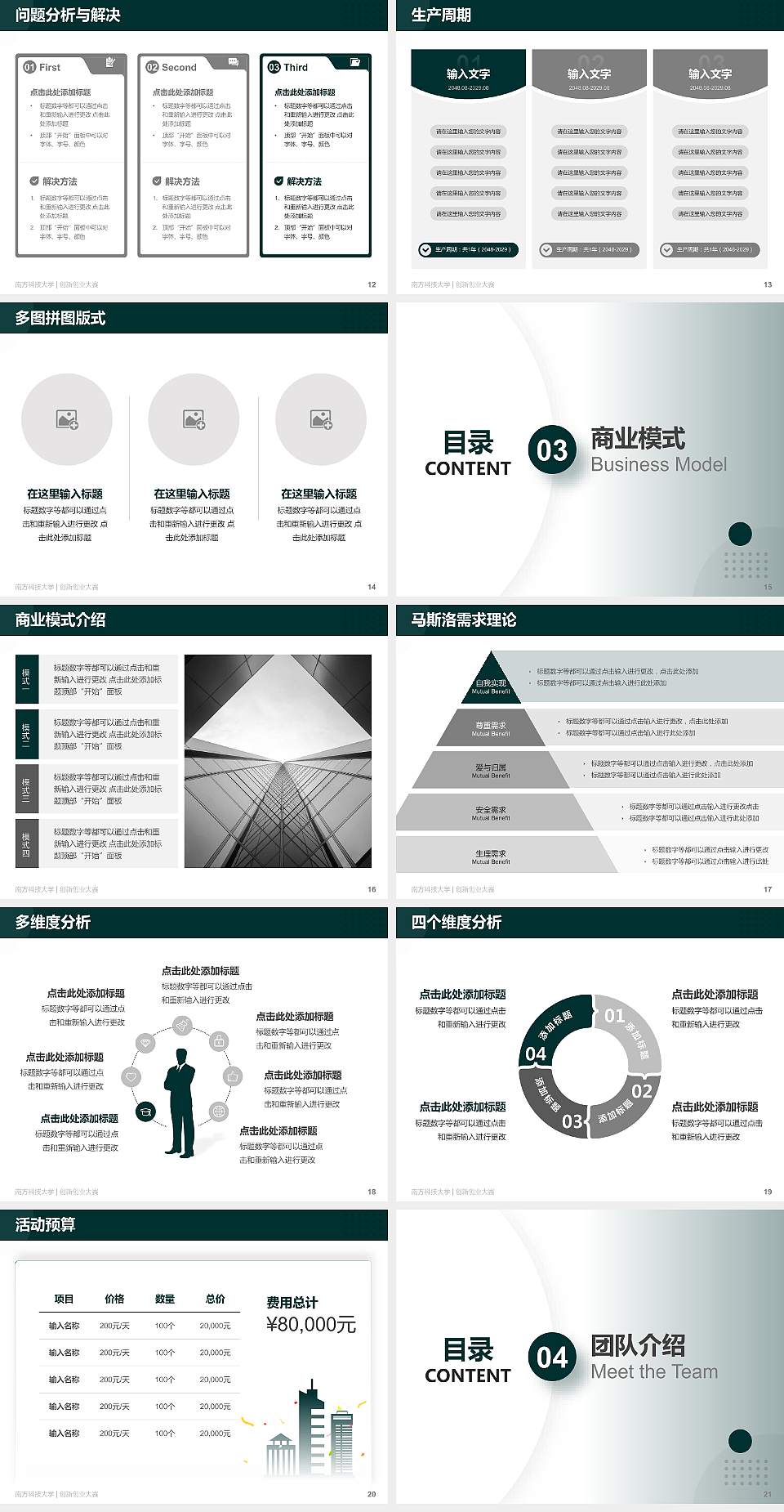 南方科技大学全国大学生创新创业大赛计划书PPT模板4:3格式幻灯片预览图3