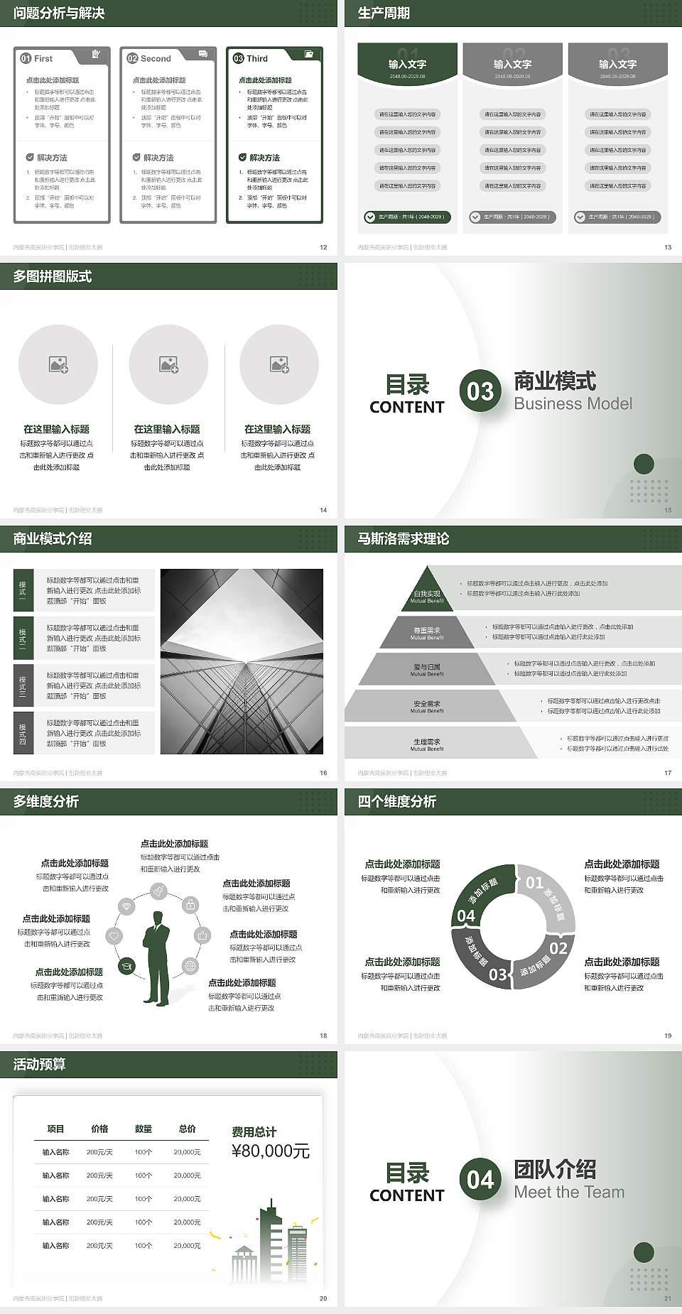 内蒙古商贸职业学院全国大学生创新创业大赛计划书PPT模板4:3格式幻灯片预览图3