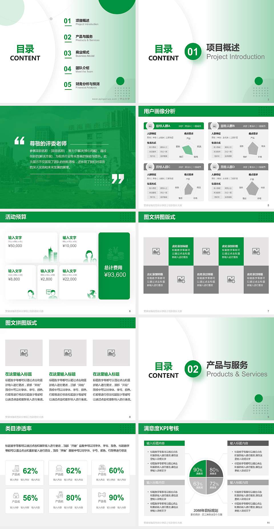 安徽绿海商务职业学院全国大学生创新创业大赛计划书PPT模板4:3格式幻灯片预览图2