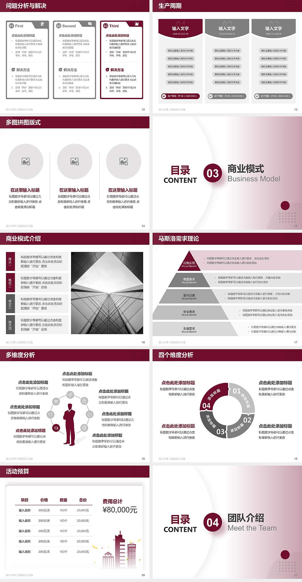 深圳大学全国大学生创新创业大赛计划书PPT模板4:3格式幻灯片预览图3