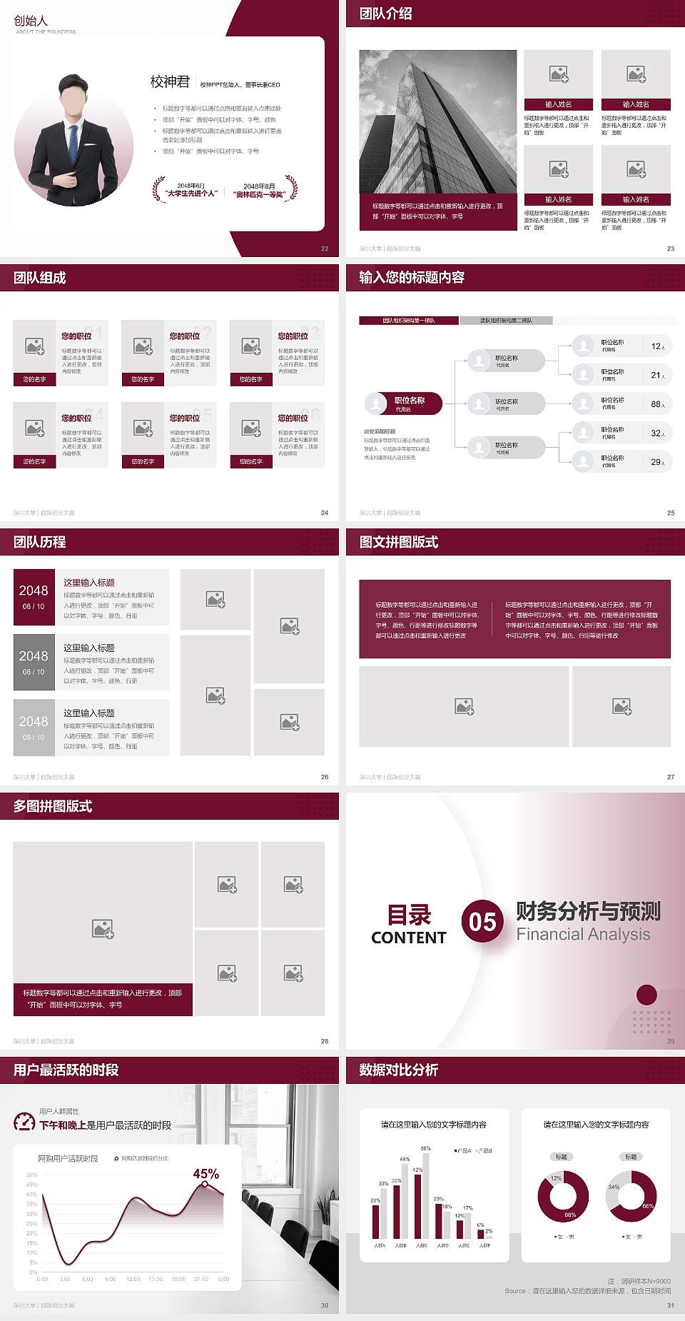 深圳大学全国大学生创新创业大赛计划书PPT模板4:3格式幻灯片预览图4