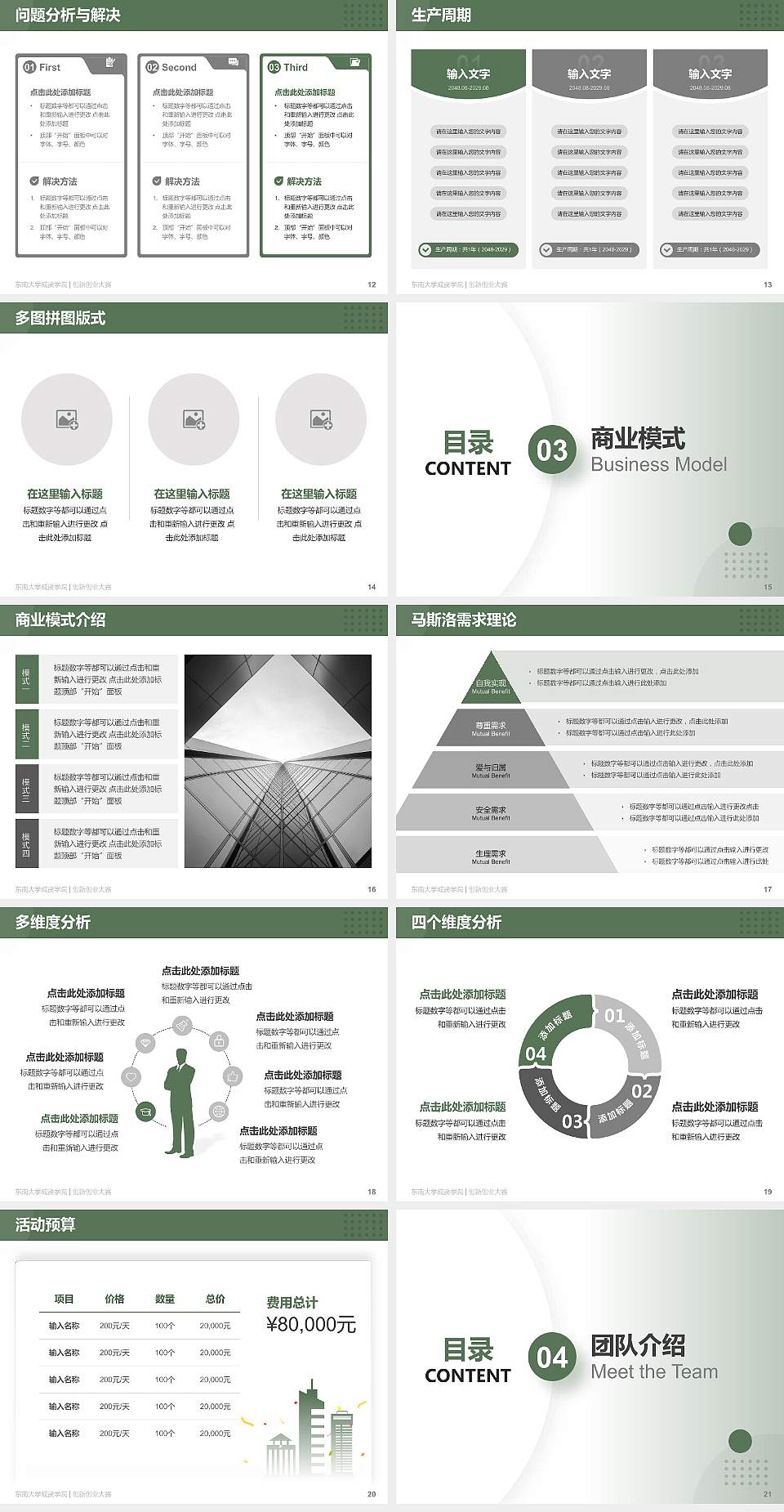 东南大学成贤学院全国大学生创新创业大赛计划书PPT模板4:3格式幻灯片预览图3