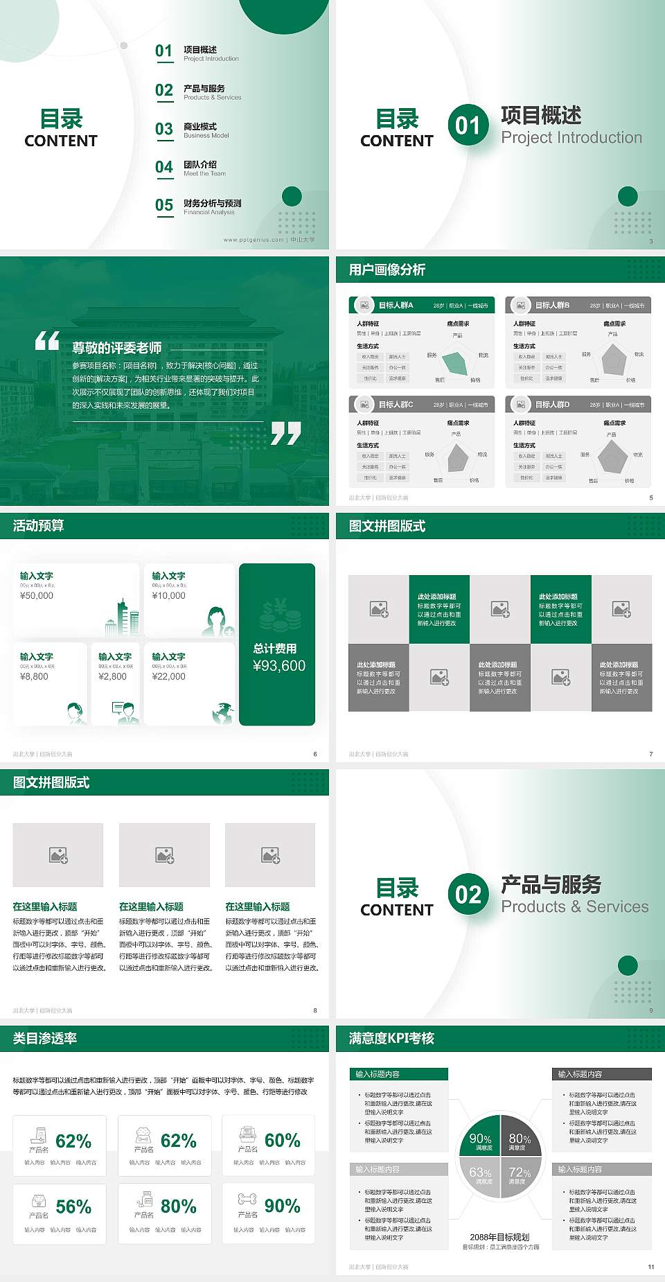 湖北大学全国大学生创新创业大赛计划书PPT模板4:3格式幻灯片预览图2