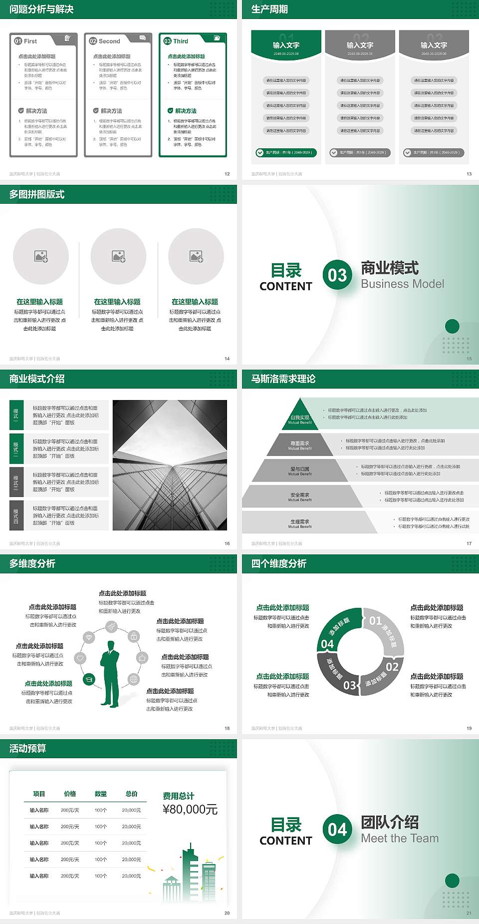 重庆邮电大学全国大学生创新创业大赛计划书PPT模板4:3格式幻灯片预览图3