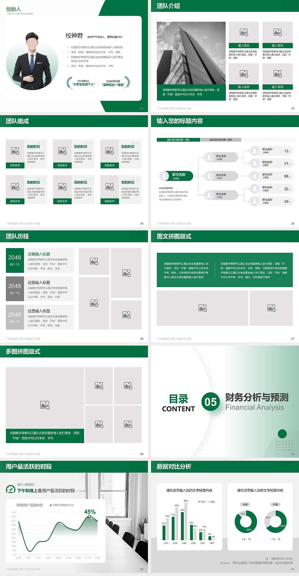 广西中医药大学全国大学生创新创业大赛计划书PPT模板4:3格式幻灯片预览图4