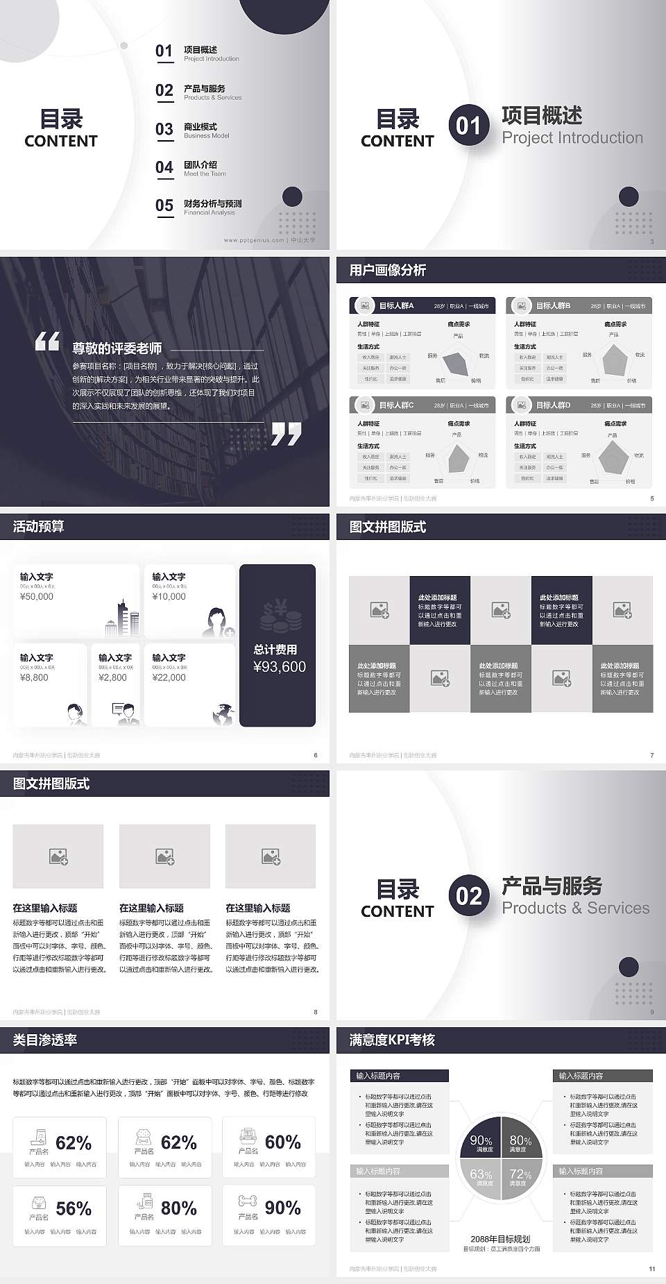 内蒙古丰州职业学院全国大学生创新创业大赛计划书PPT模板4:3格式幻灯片预览图2