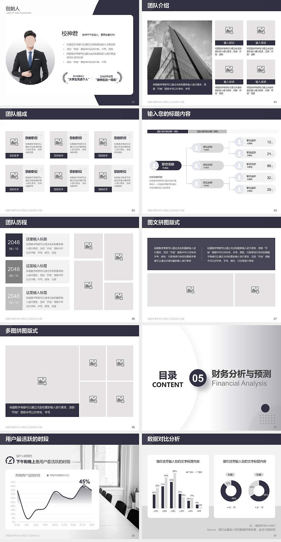 内蒙古丰州职业学院全国大学生创新创业大赛计划书PPT模板4:3格式幻灯片预览图4