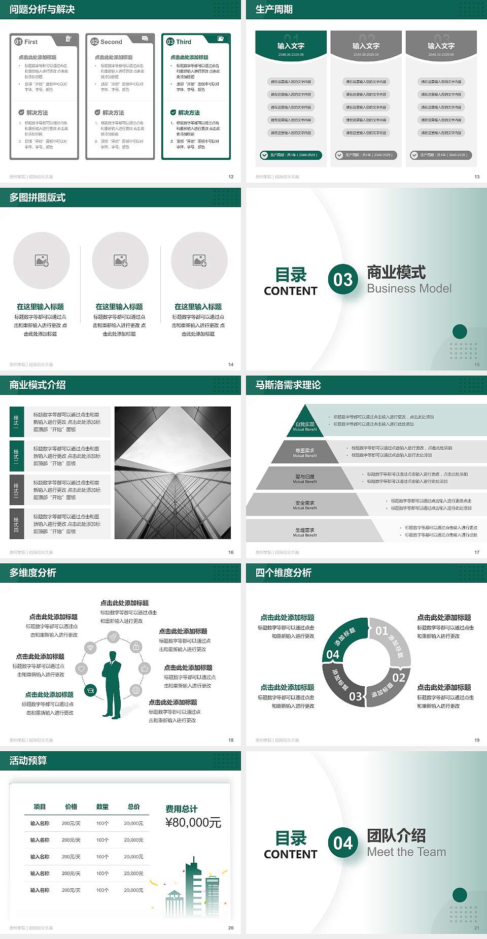 惠州学院全国大学生创新创业大赛计划书PPT模板4:3格式幻灯片预览图3