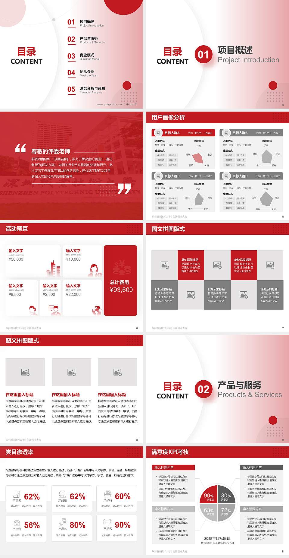深圳职业技术大学全国大学生创新创业大赛计划书PPT模板4:3格式幻灯片预览图2