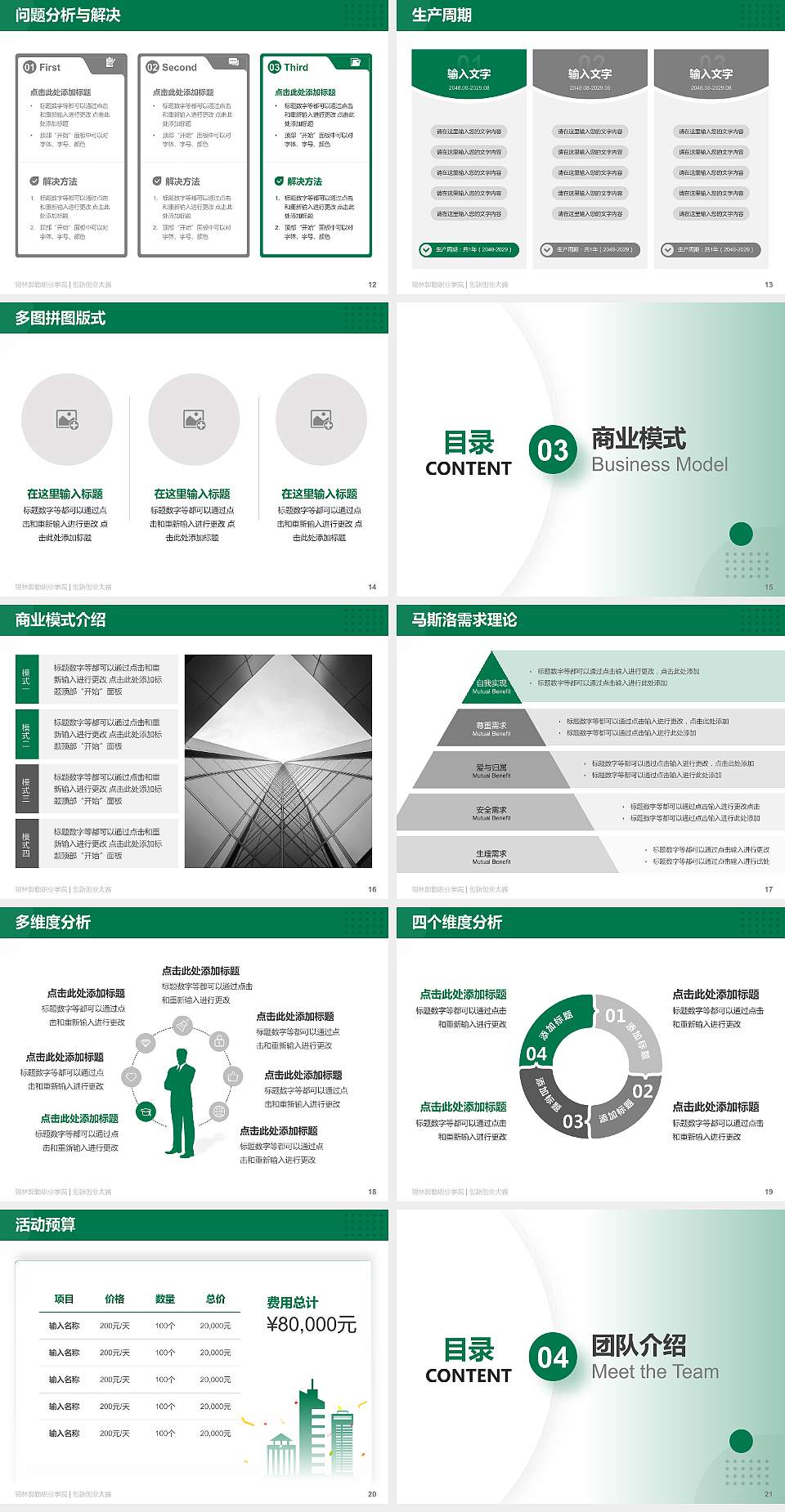 锡林郭勒职业学院全国大学生创新创业大赛计划书PPT模板4:3格式幻灯片预览图3